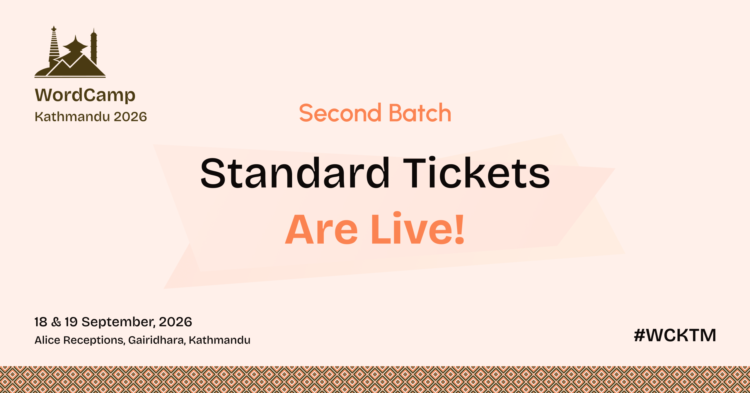 Standard Tickets for WordCamp Kathmandu 2026 are Now Live